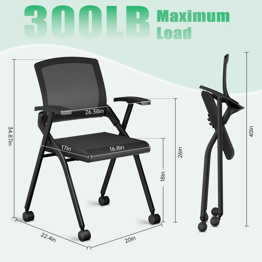 Stackable Mesh Conference Chair with Wheels