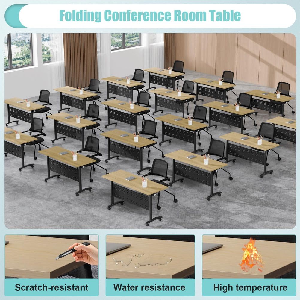 Foldable Mobile Conference Table with Wheels