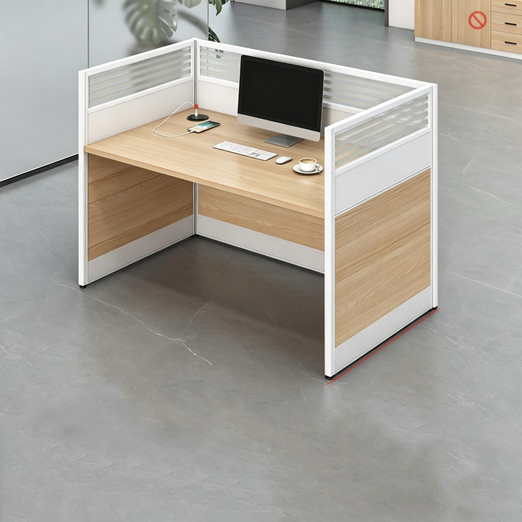 Modular Office Workstation Desk with Privacy Panels & Storage Cabinet