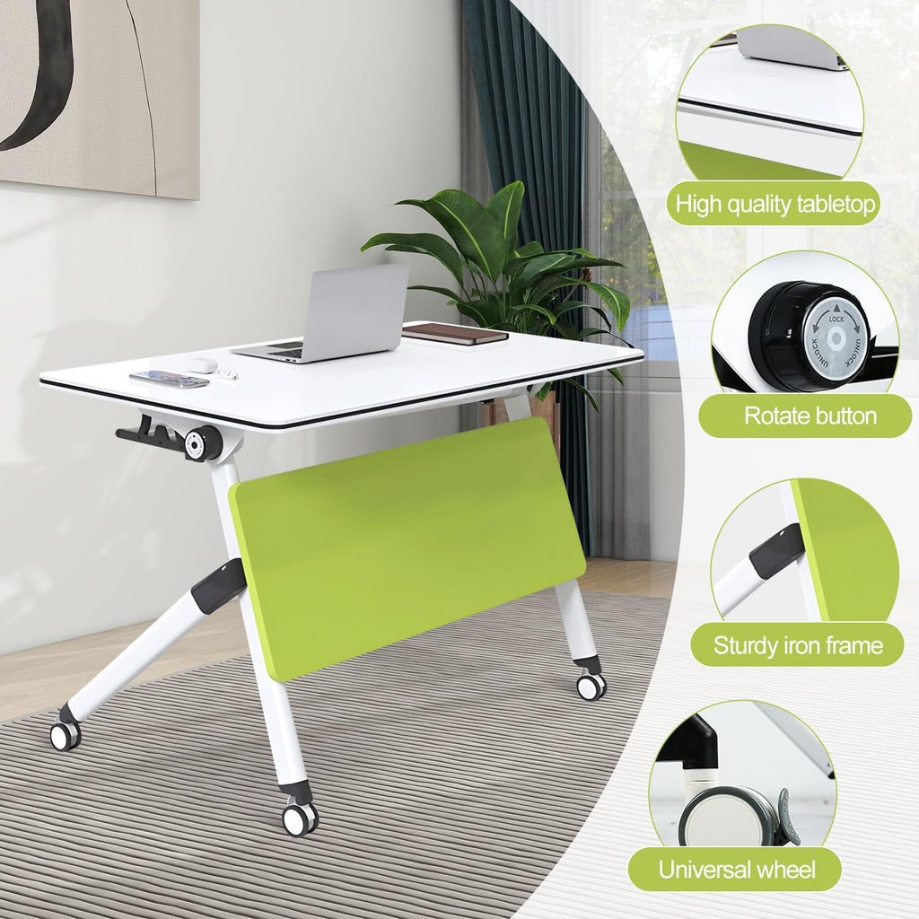 4-Pack Mobile Folding Conference Tables with Lockable Wheels