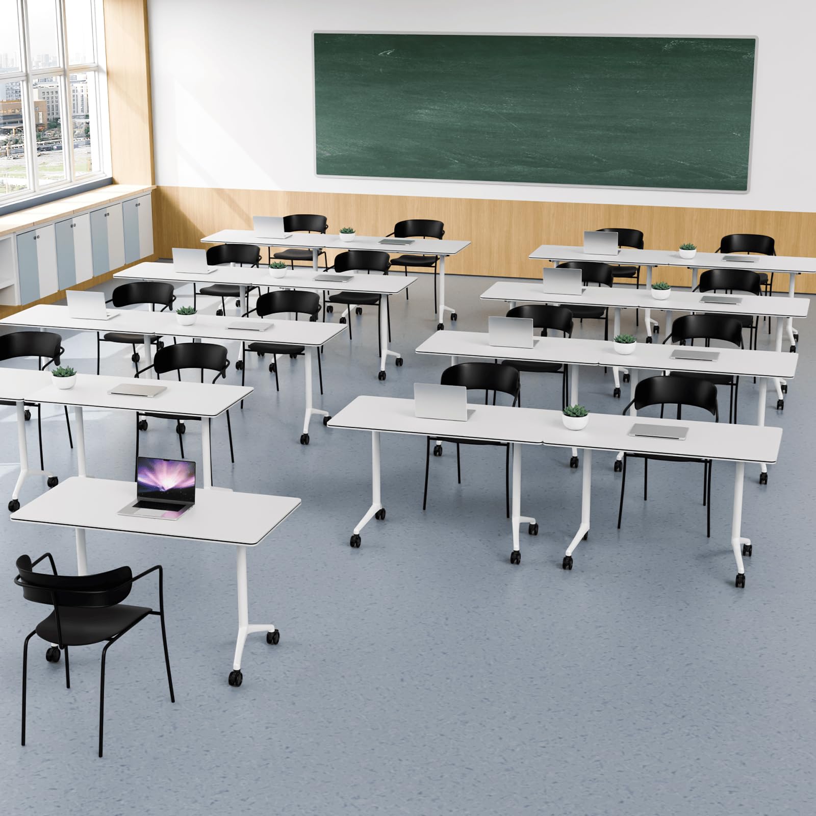 Flip-Top Folding Conference Table with Wheels