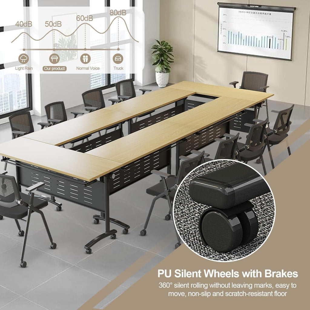 Folding Conference Table for 12–16 People with Wheels