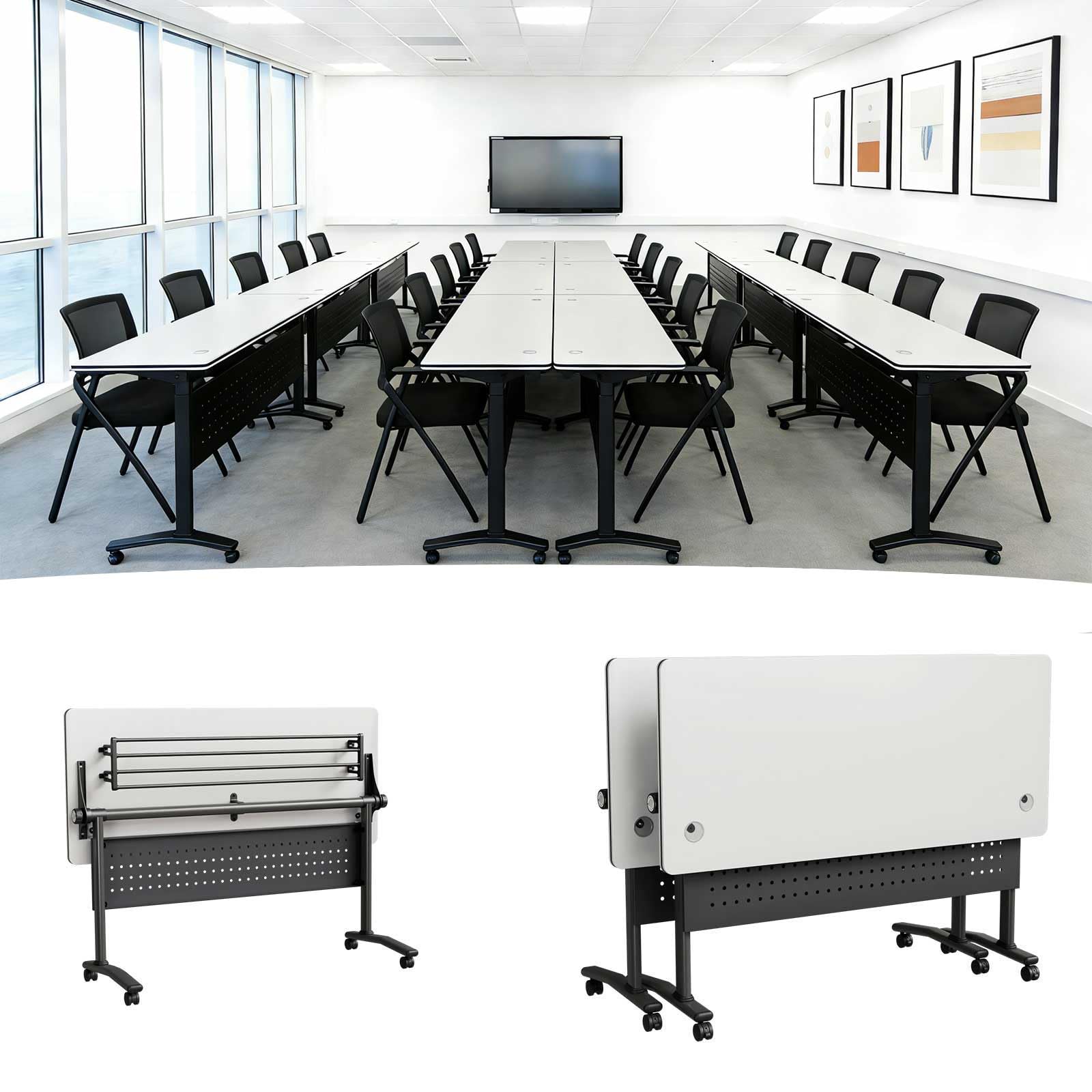 Modular Folding Conference Table with Wheels