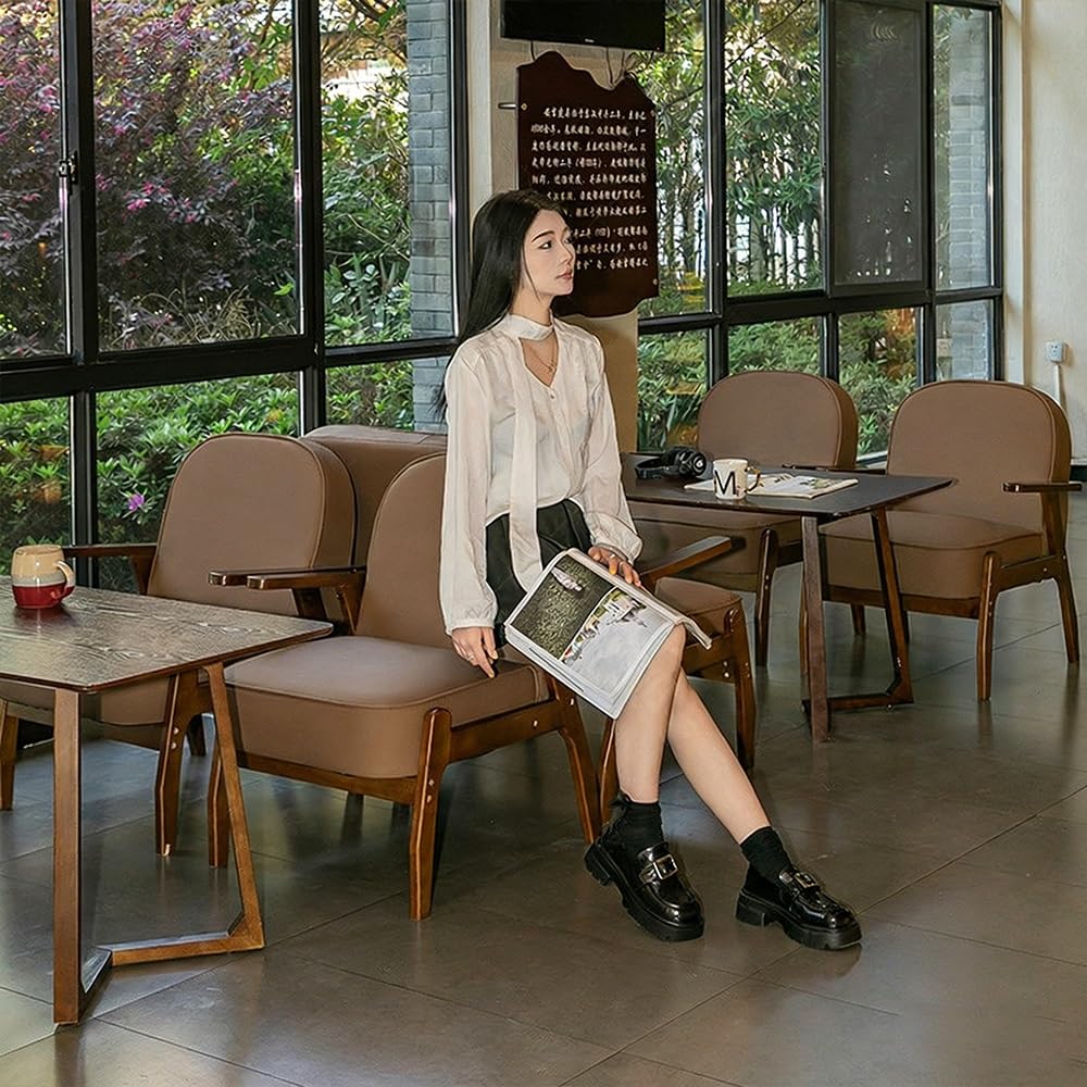 Mid-Century Leather Accent Chair for Office & Lounge
