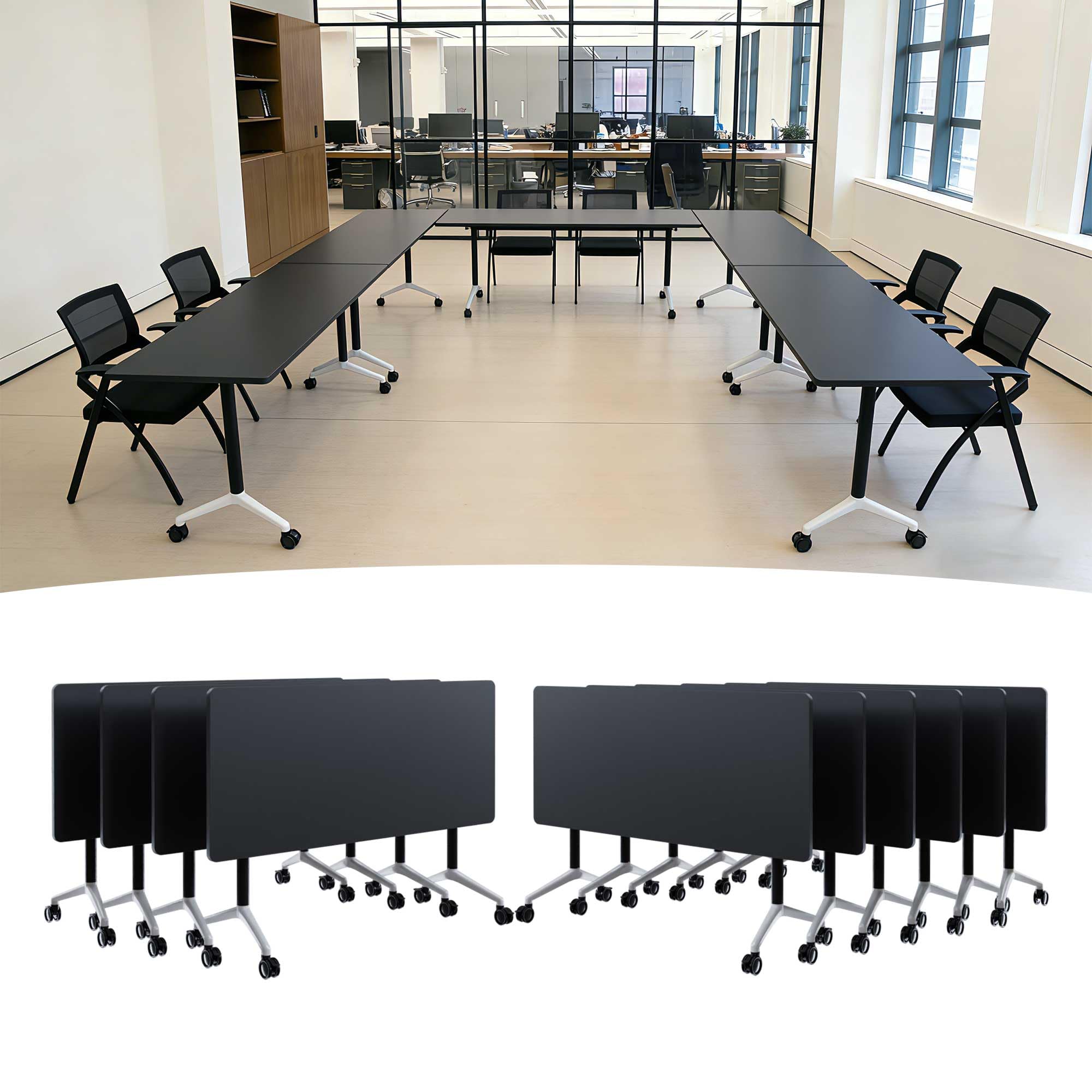 Modular Folding Conference Table with Wheels