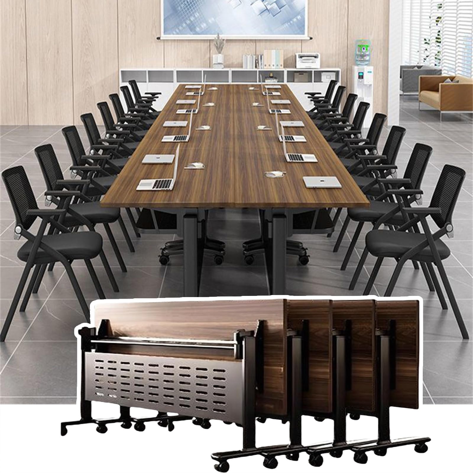 Portable Folding Conference Table with Wheels