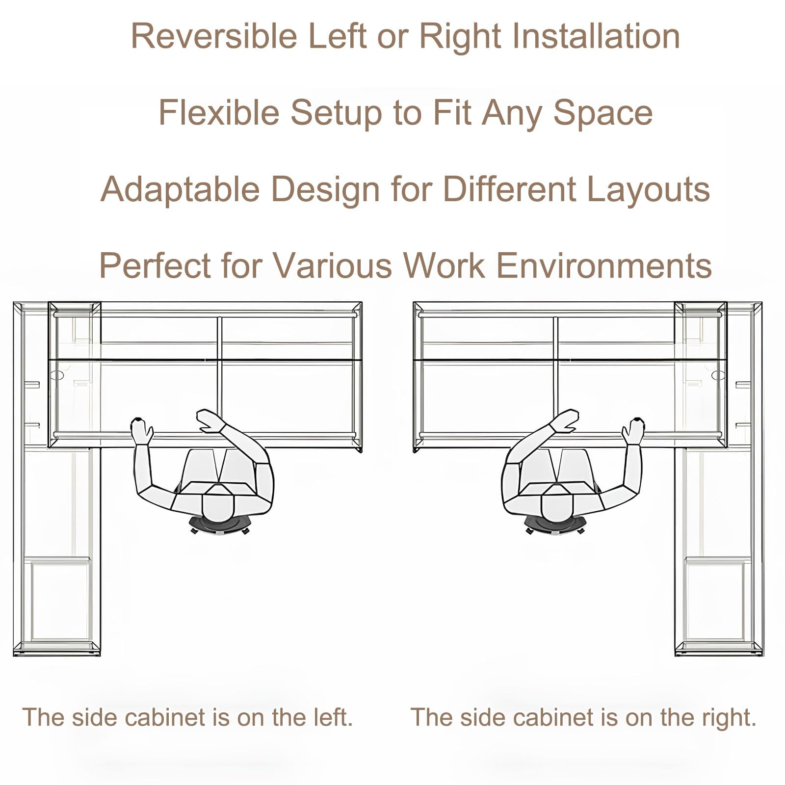 Modular Office Workstation Desk with Privacy Panels & Storage Cabinet