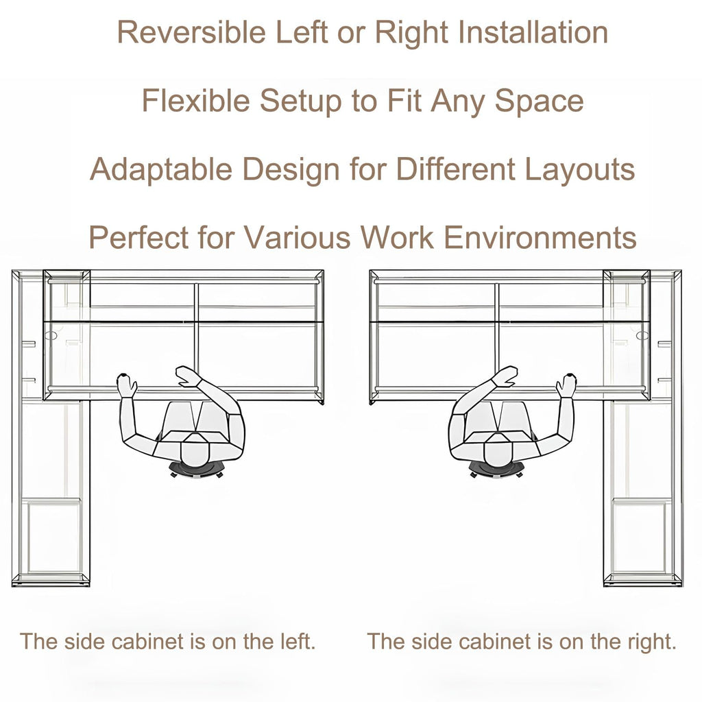Multi-Person Office Workstation with Privacy Panels & Lockable Storage