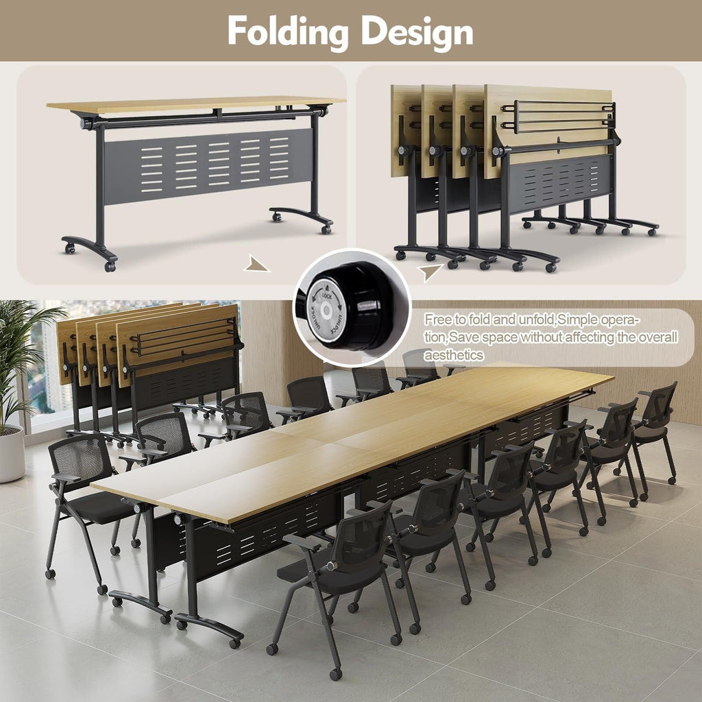 Folding Conference Table for 12–16 People with Wheels