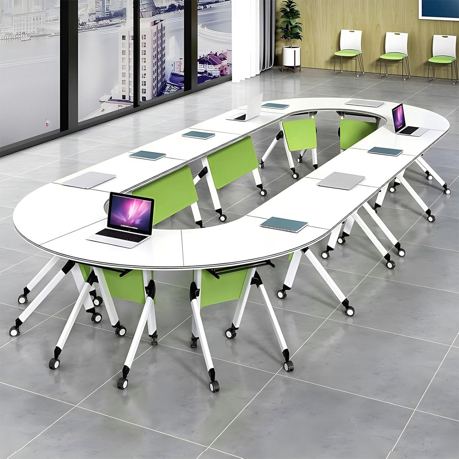 Mobile Folding Conference Table with Locking Wheels