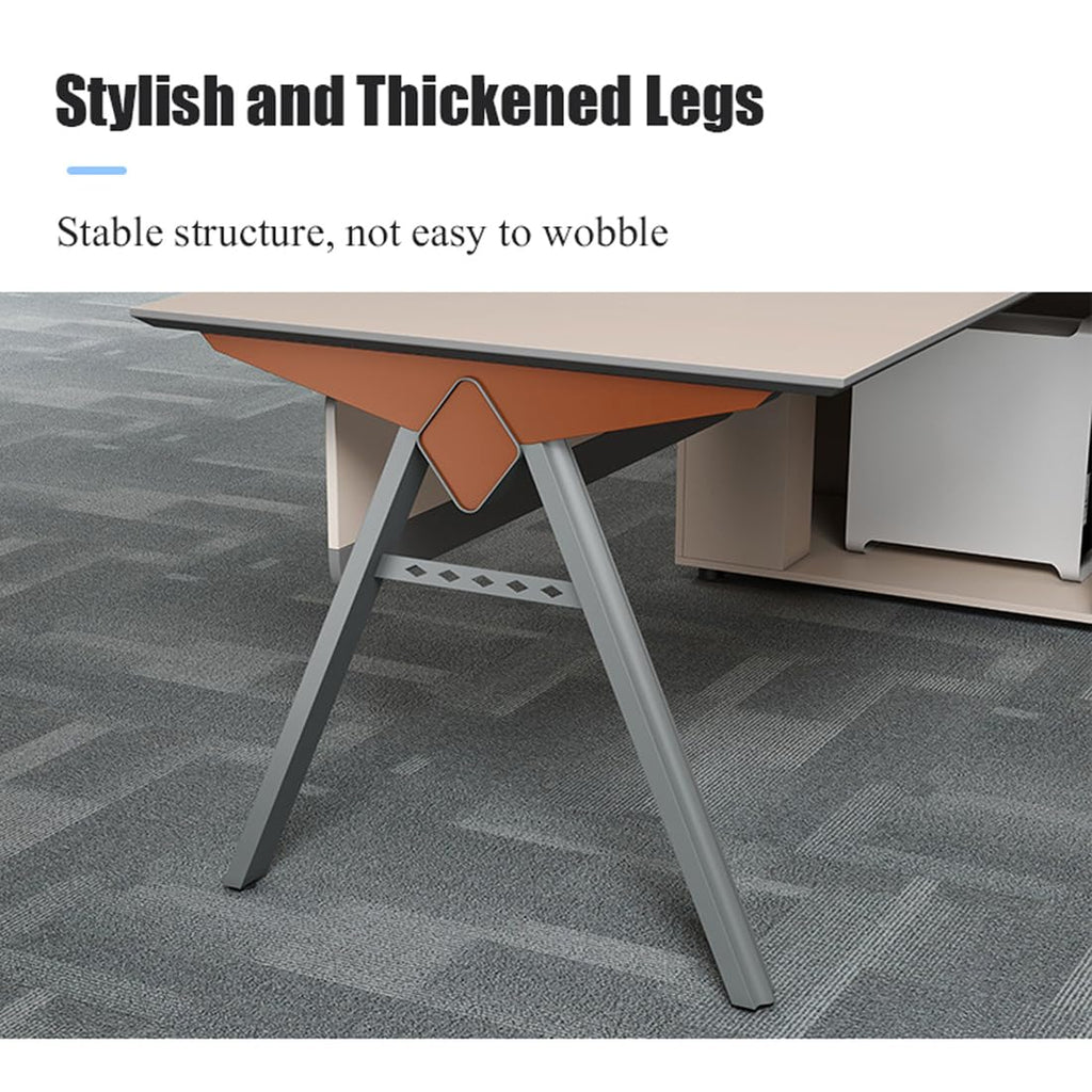 L-Shaped Executive Desk with File Cabinet