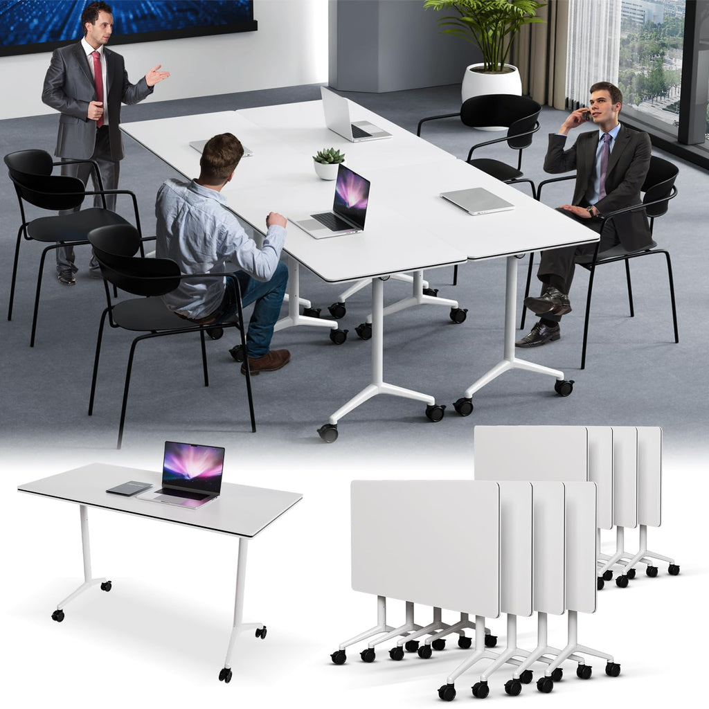 Flip-Top Folding Conference Table with Wheels