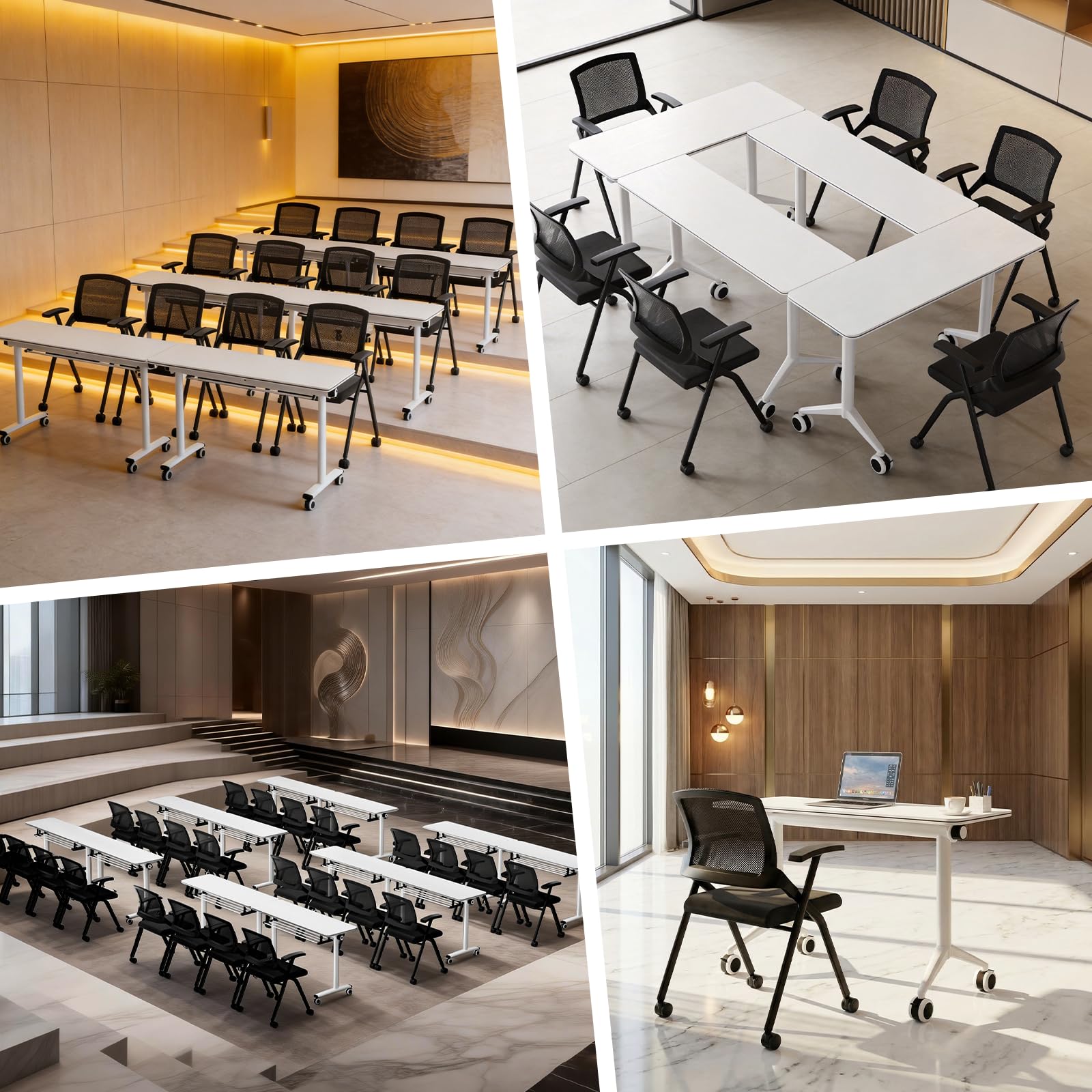 Stackable Mesh Conference Chair with Wheels