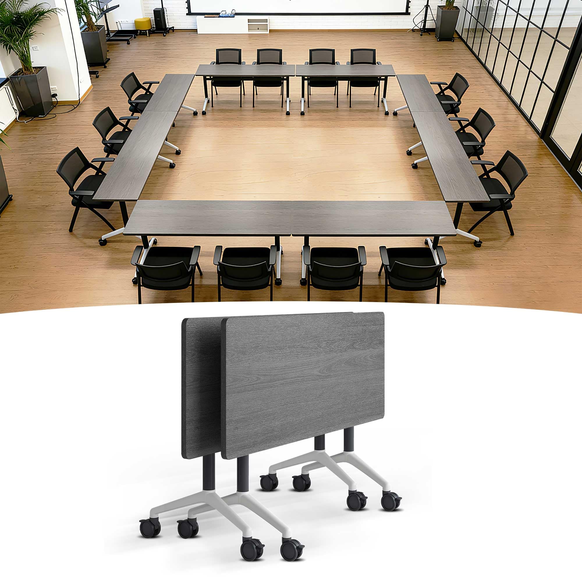 Modular Folding Conference Table with Wheels