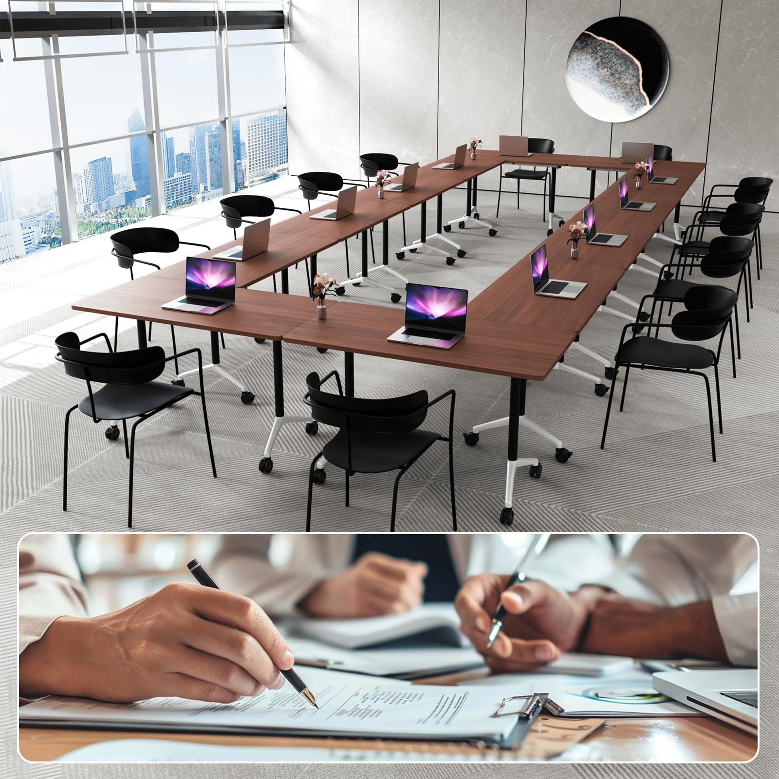 Folding Conference Table with Wheels for Office & Training Rooms