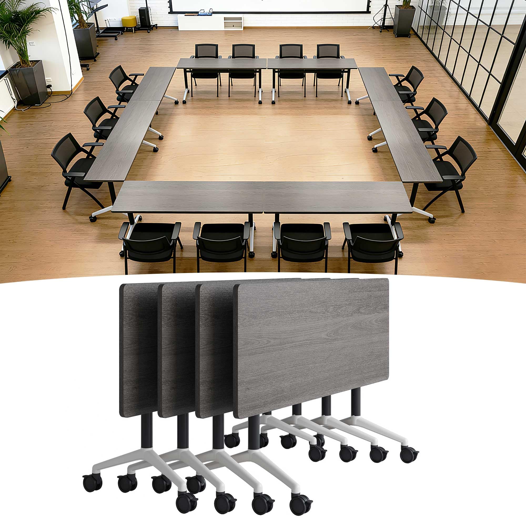 Modular Folding Conference Table with Wheels