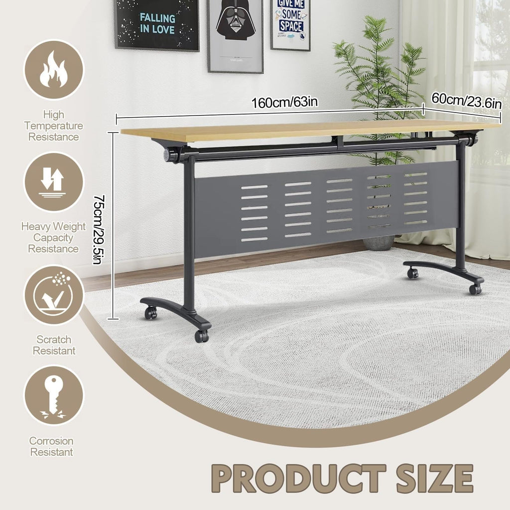 Folding Conference Table for 12–16 People with Wheels