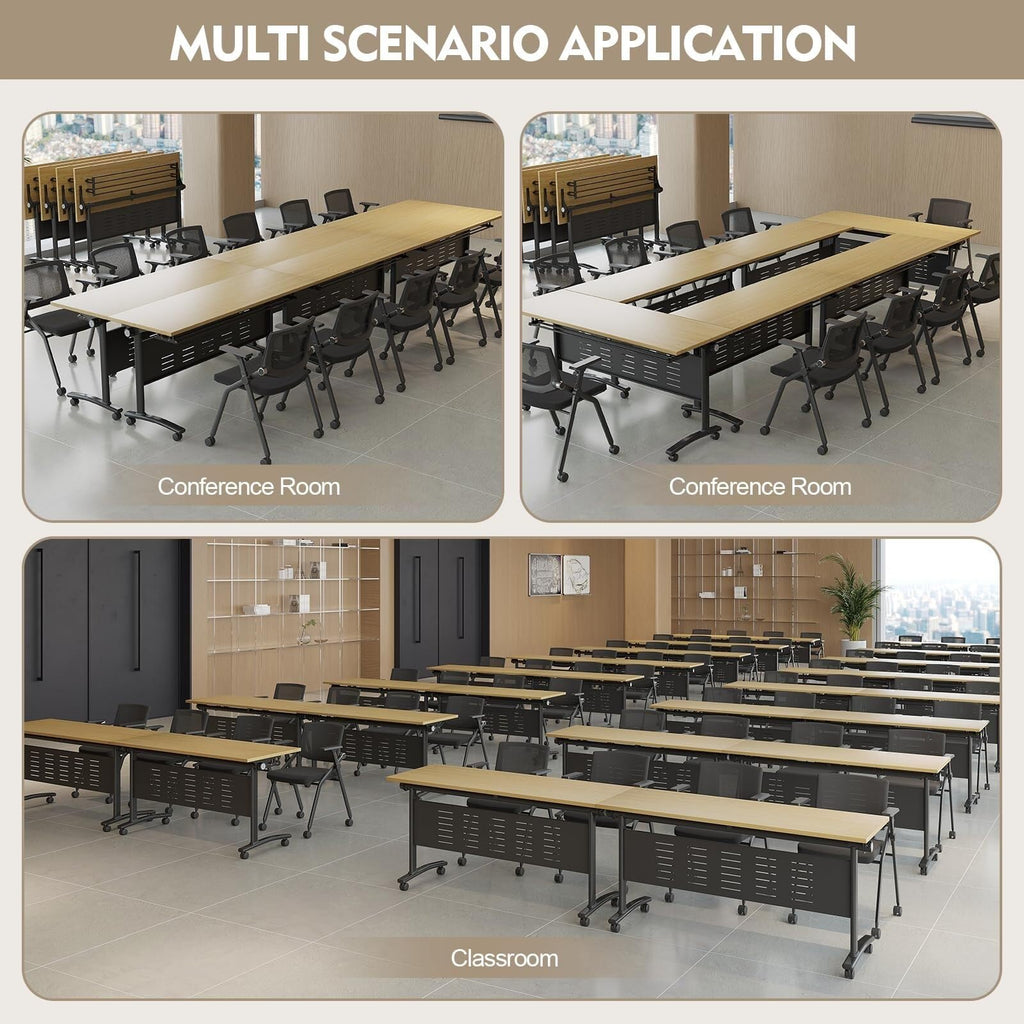 Folding Conference Table for 12–16 People with Wheels