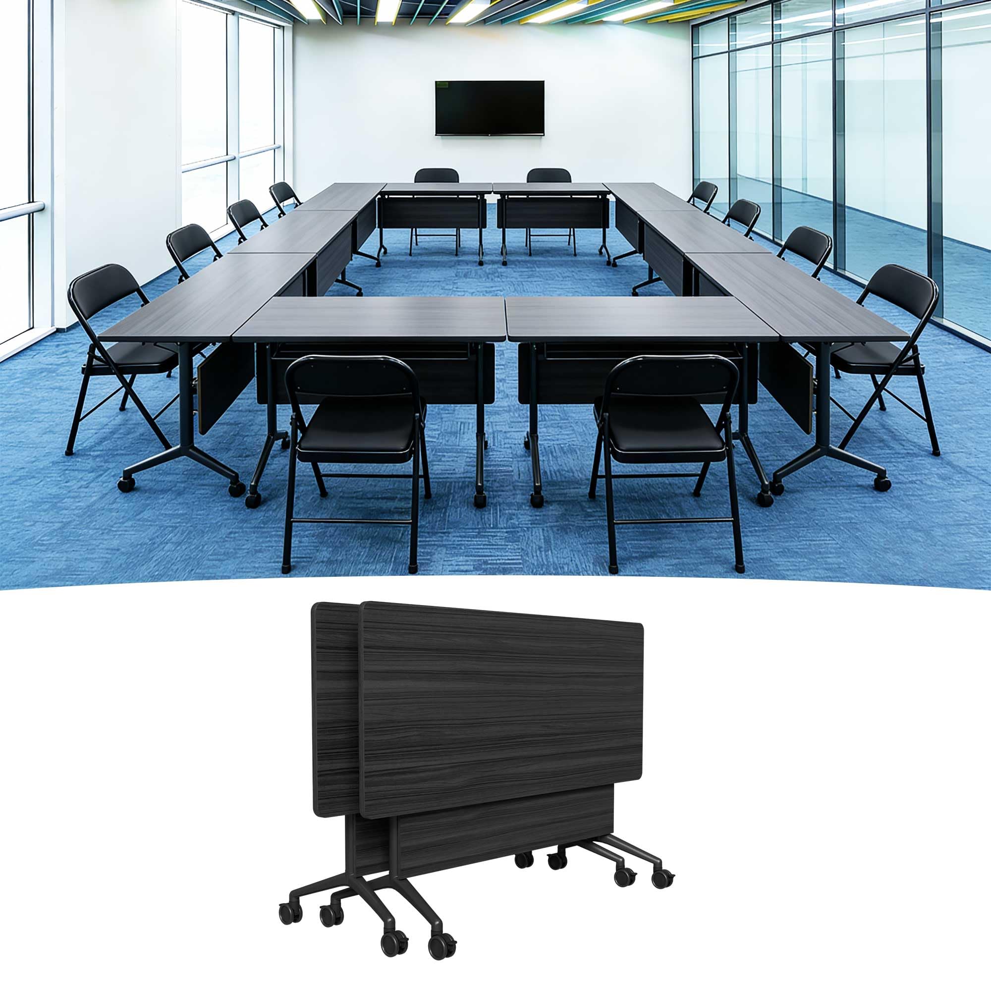 Modular Folding Conference Table with Wheels