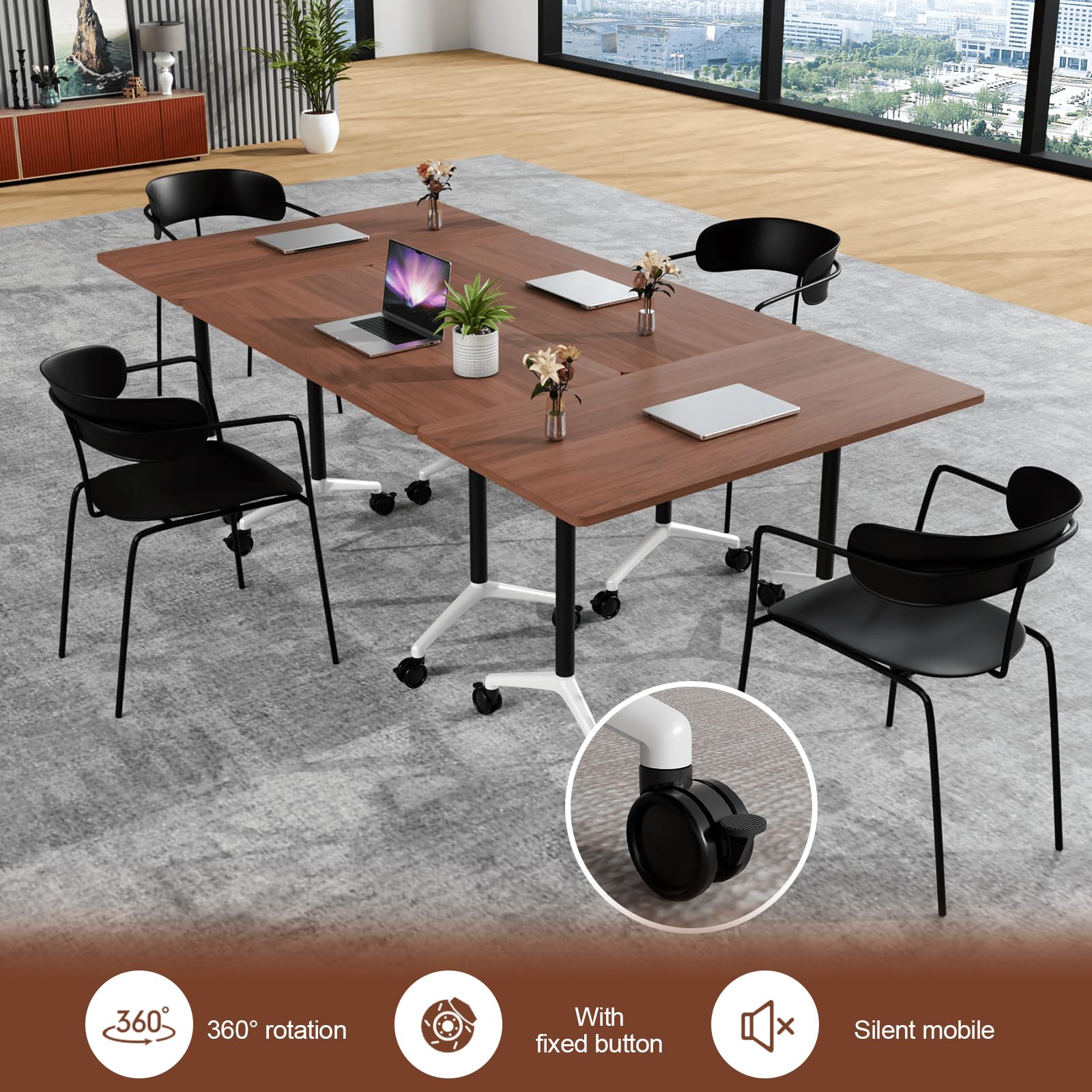 Folding Conference Table with Wheels for Office & Training Rooms