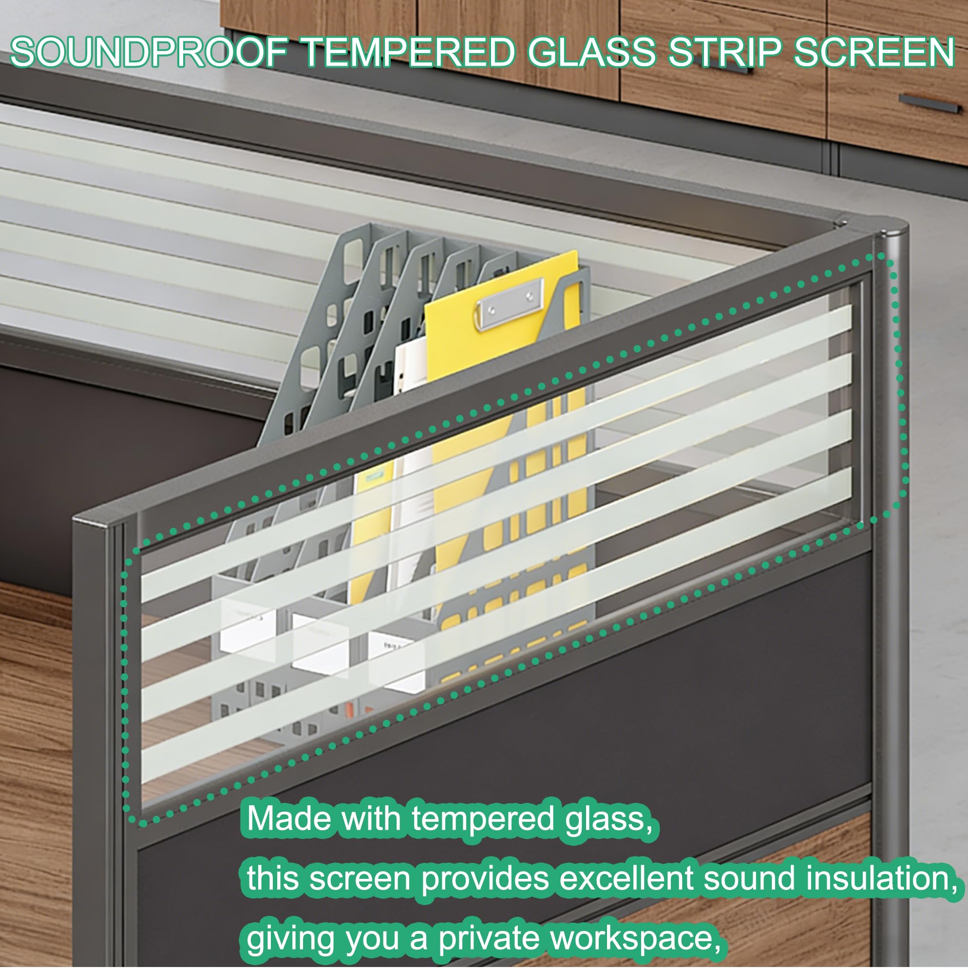 Modular Office Workstation Desk with Privacy Panels & Storage Cabinet