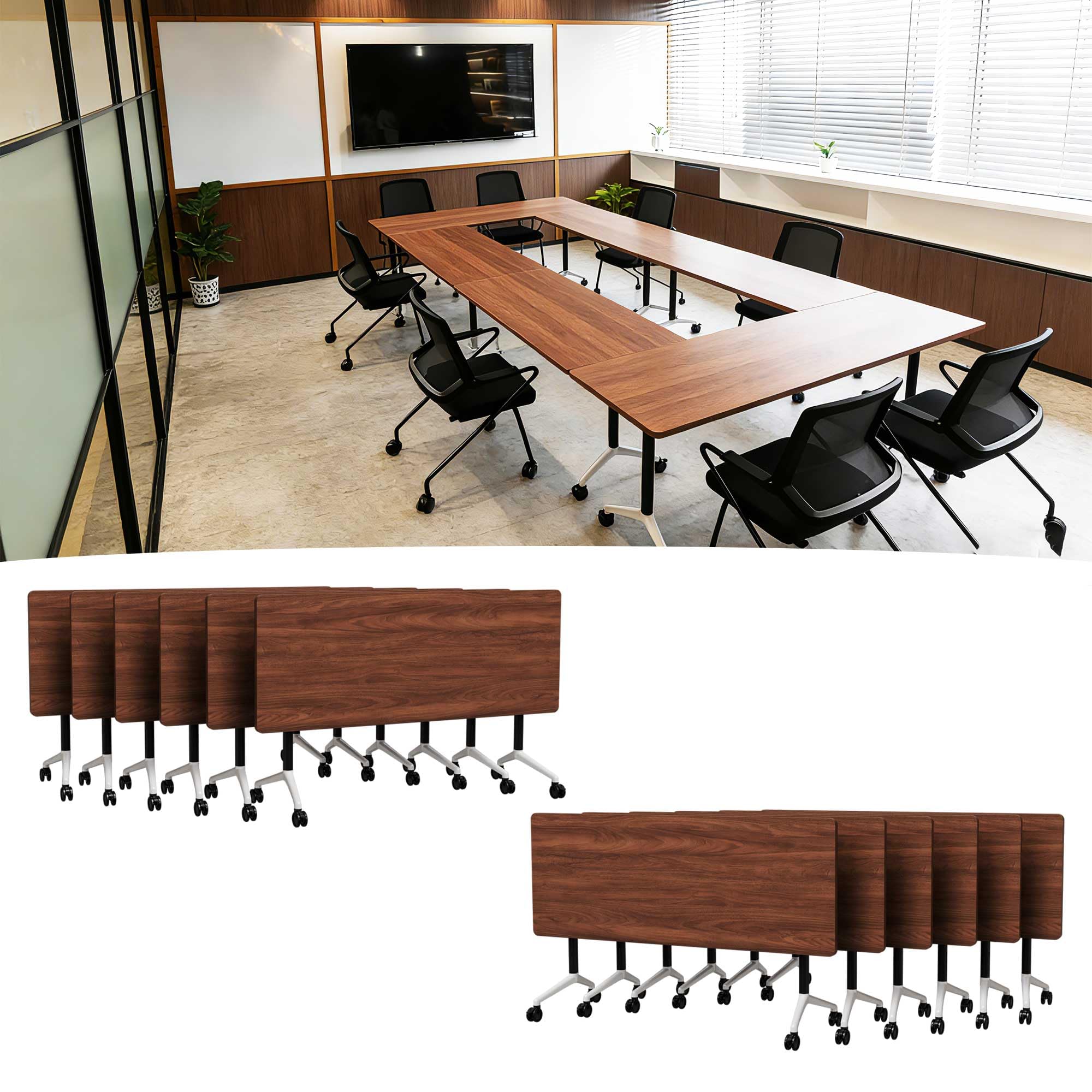 Modular Folding Conference Table with Wheels