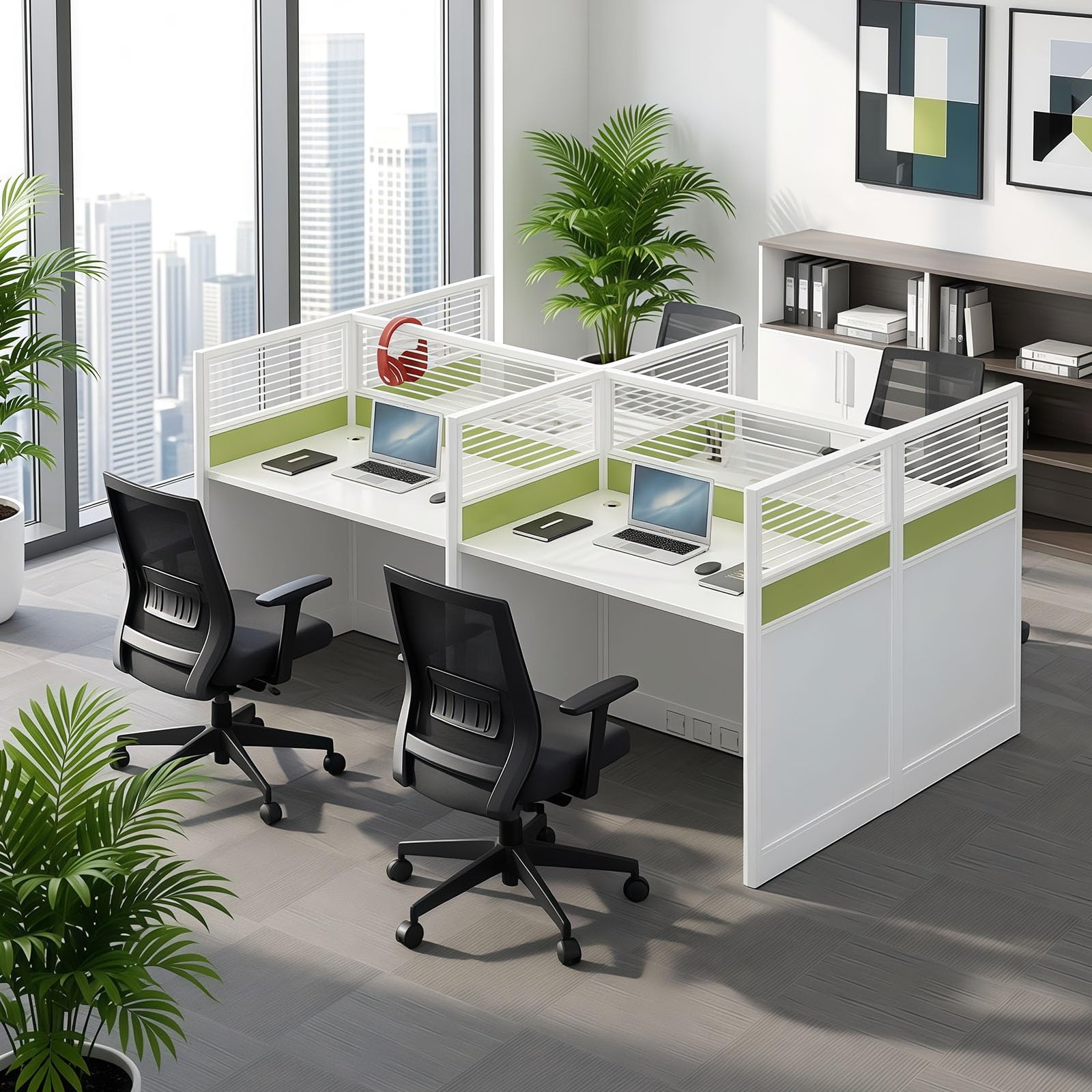 Modular Office Workstation Desk with Privacy Panels