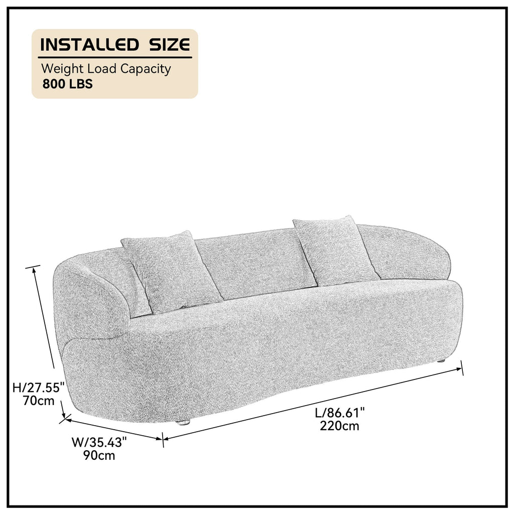 3-Seat Curved Cloud Sofa - Beige