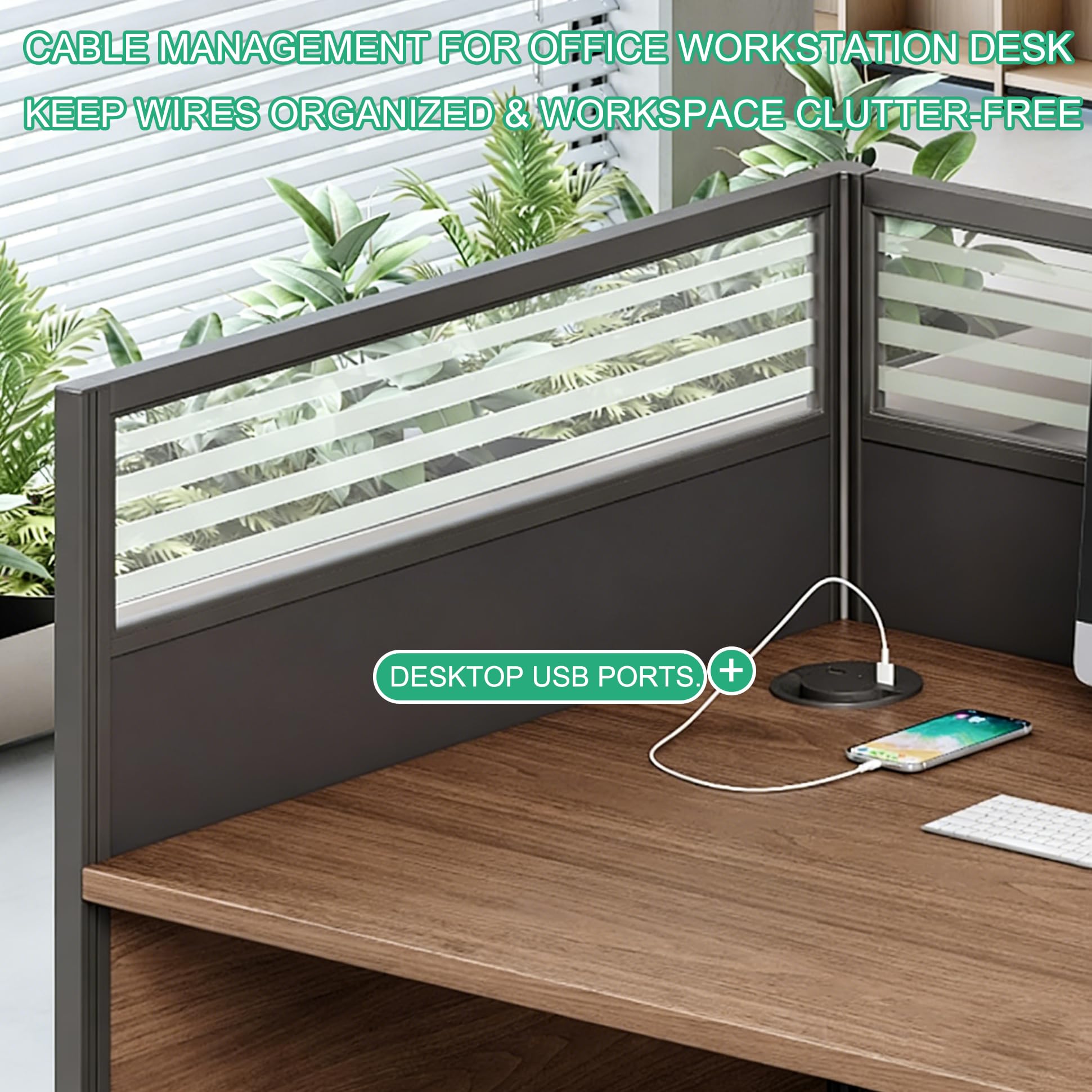 Modular Office Workstation Desk with Privacy Panels & Storage Cabinet
