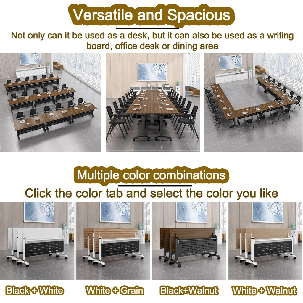 Portable Folding Conference Table with Wheels