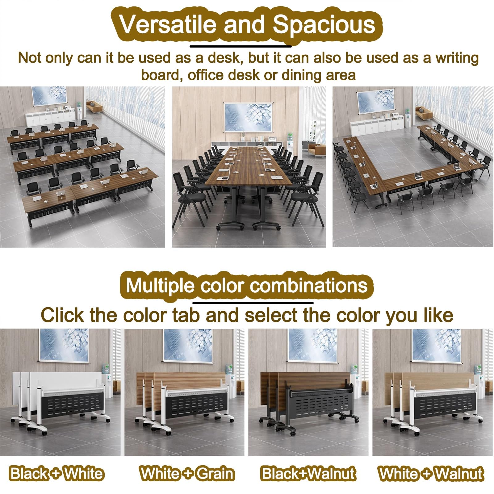 Portable Folding Conference Table with Wheels