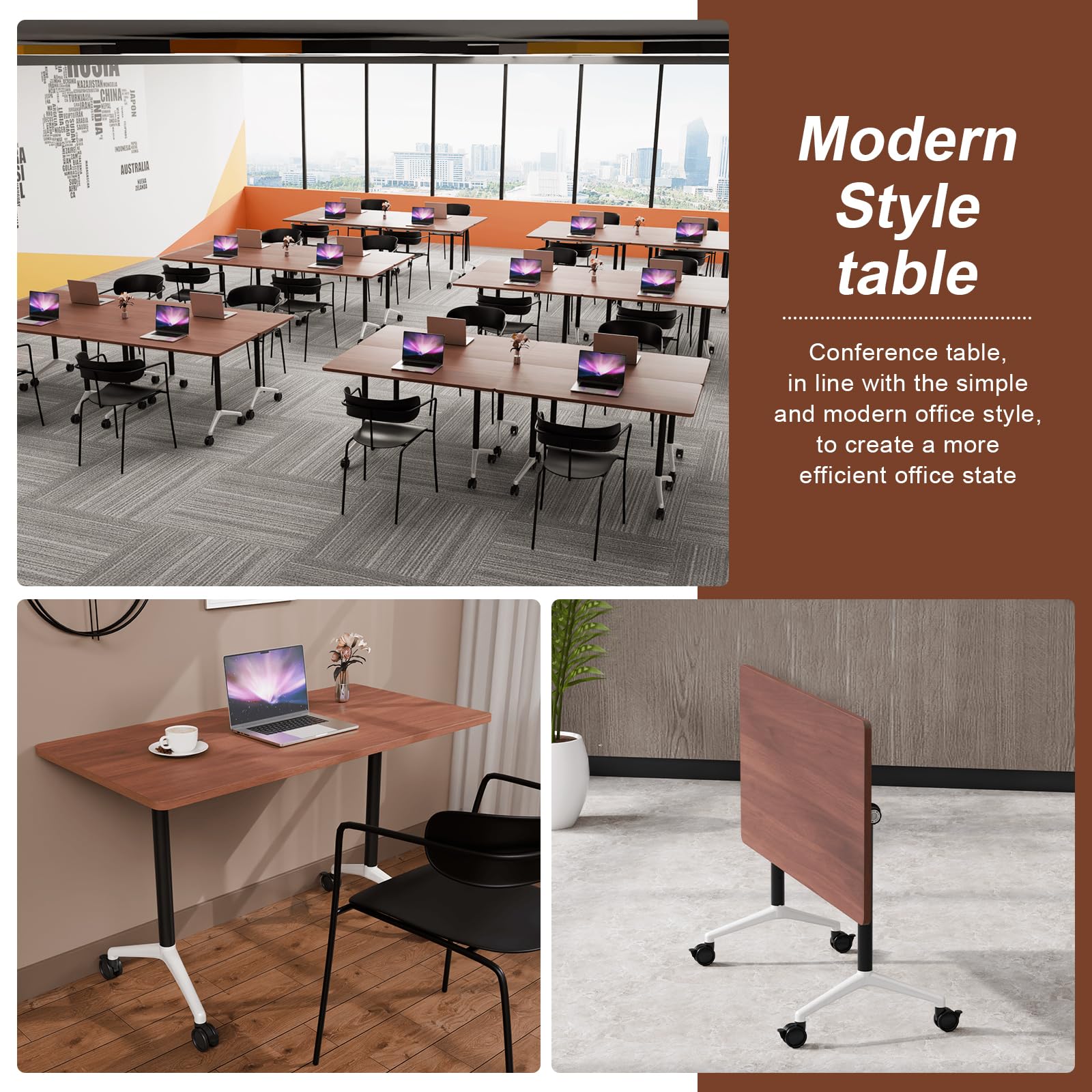 Folding Conference Table with Wheels for Office & Training Rooms