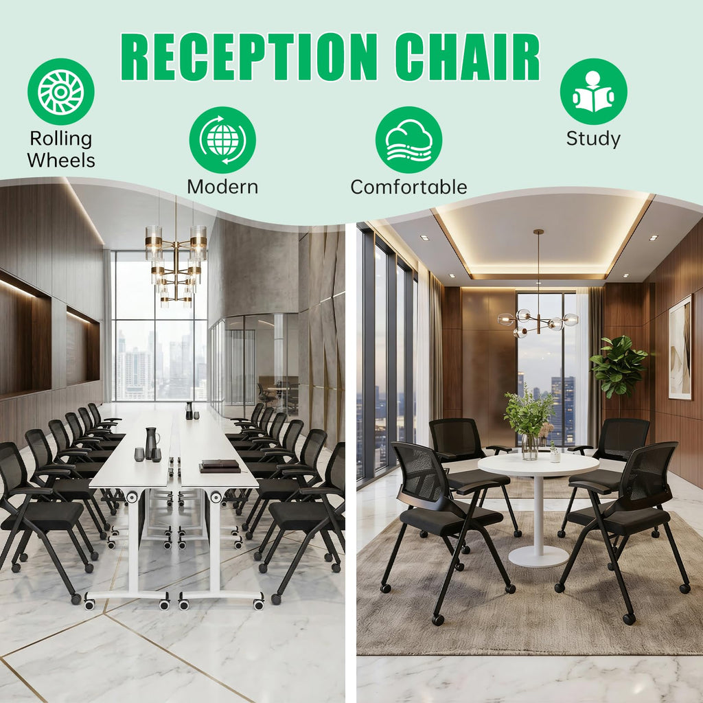 Stackable Mesh Conference Chair with Wheels
