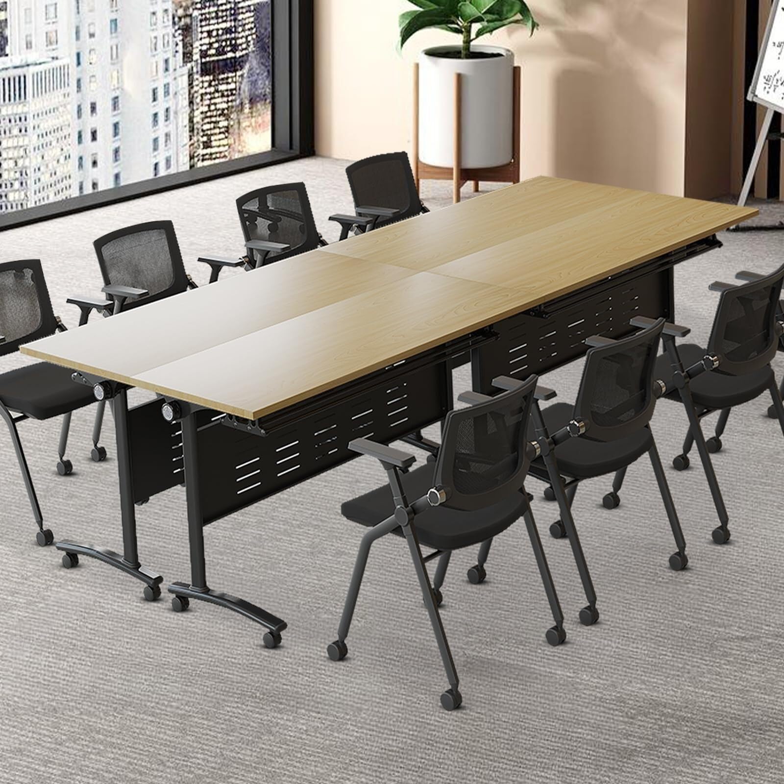 Folding Conference Table for 12–16 People with Wheels