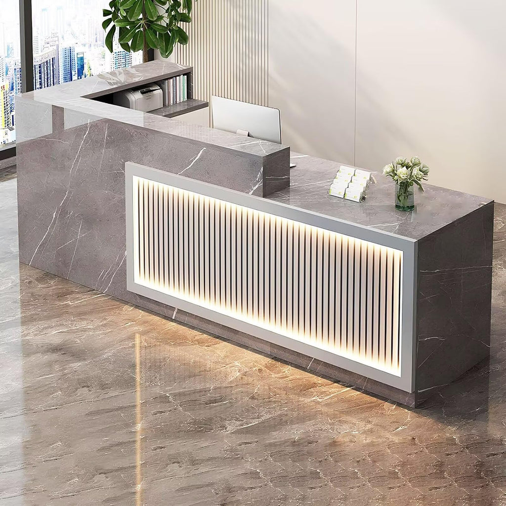 Compact L-Shaped Reception Desk with Lockable Drawers