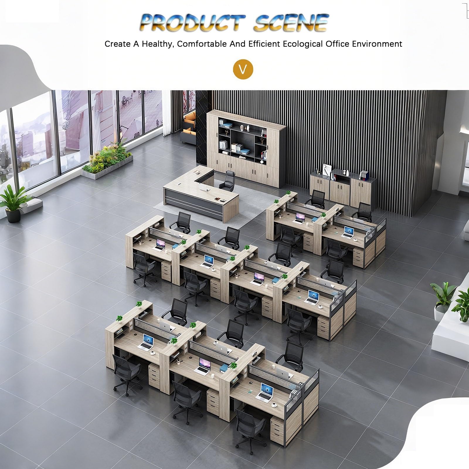 47" Office Cubicle Workstation with Partition Desk