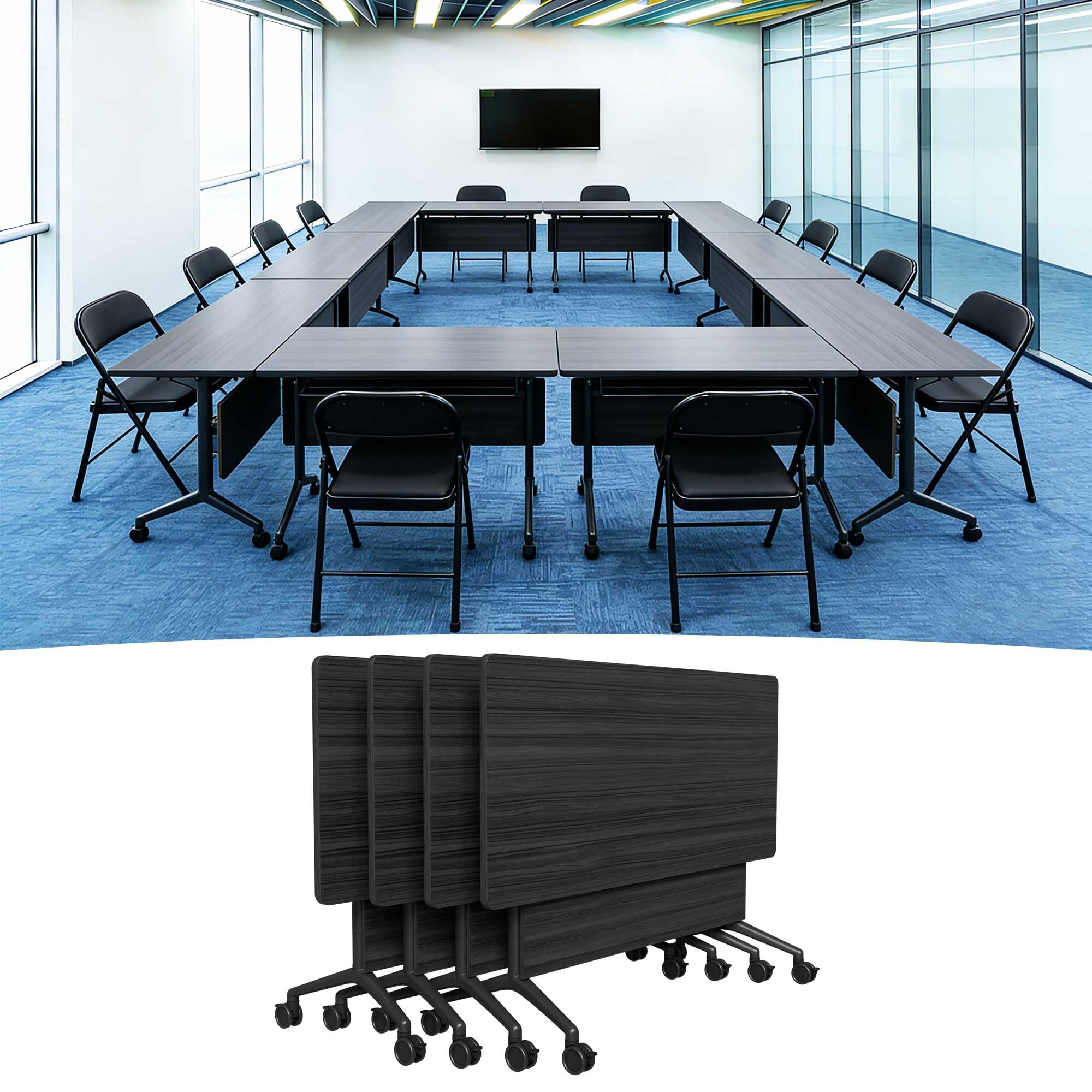 Modular Folding Conference Table with Wheels
