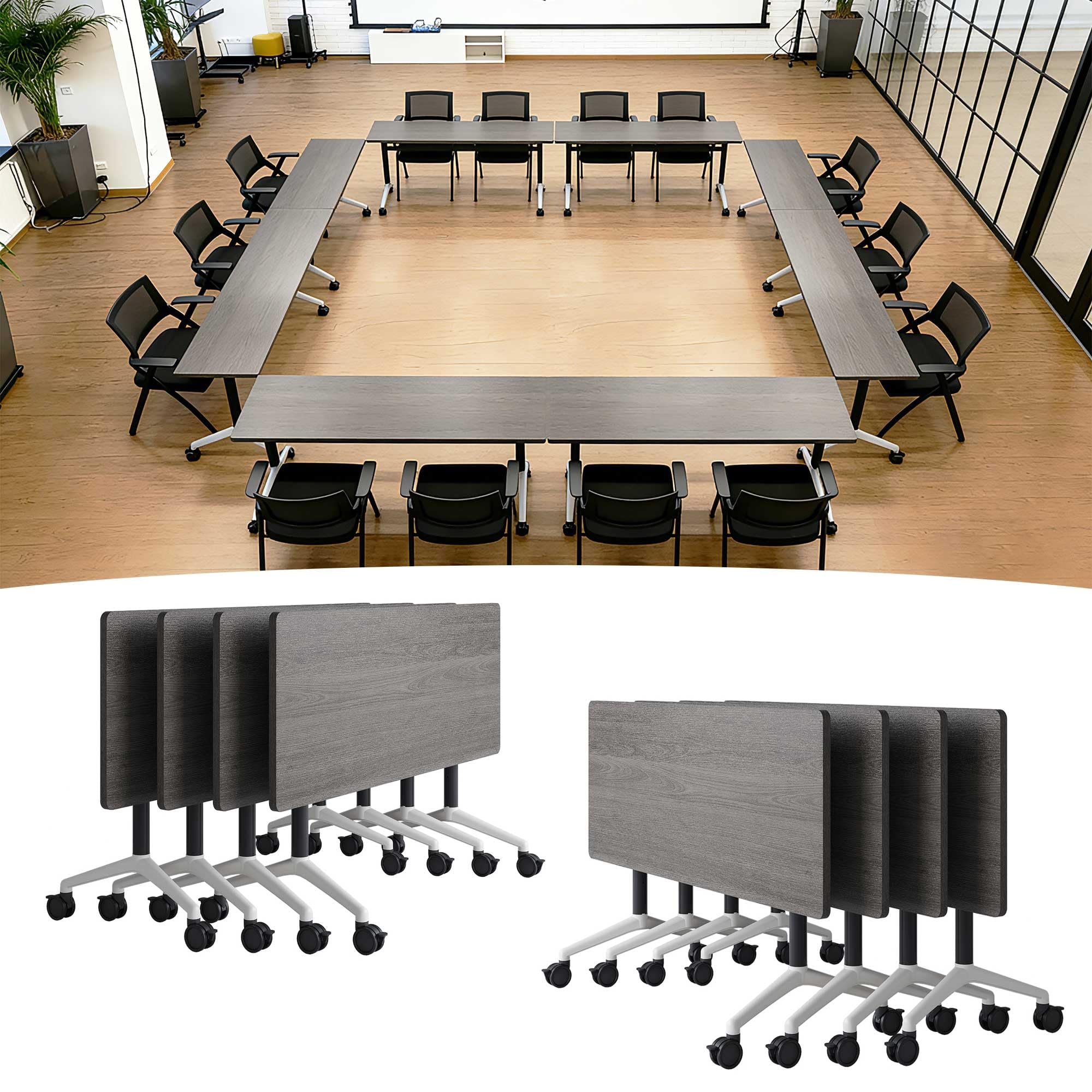 Modular Folding Conference Table with Wheels