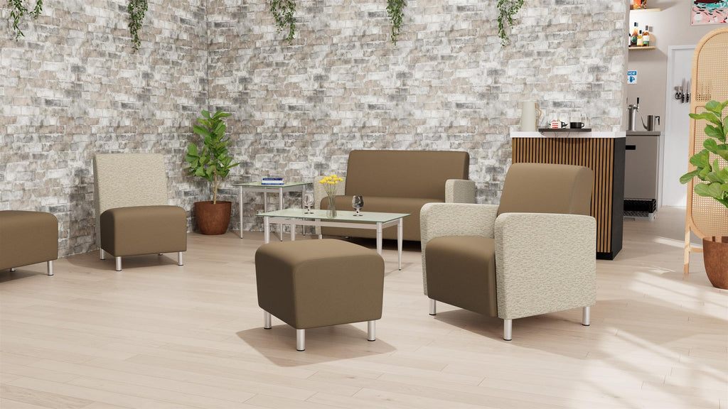 Lesro Ravenna Lounge Reception 3 Seat Tandem Seating No Center Arms in Brown