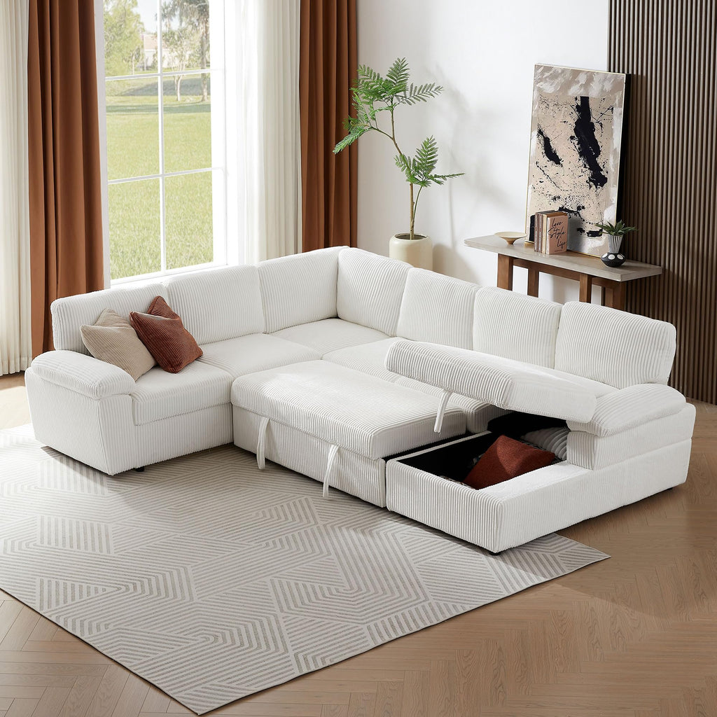 Modular Sleeper Sectional Sofa with Storage